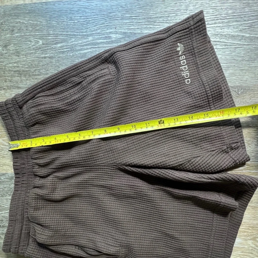 Adidas Waffle Knit Shorts Mens Small Brown Trefoil Logo Lounge Athleisure